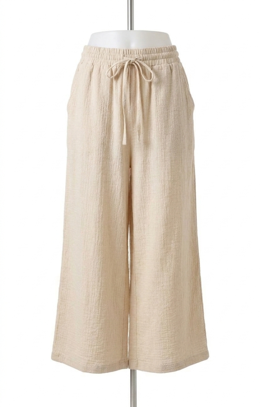 NEW ZENANA keeping it real cropped woven pants in sand beige